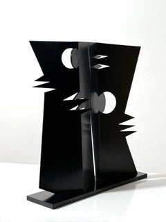 Gran escultura abstracta Architectural Modern de acero negro de Jay Lefkowitz Años 80