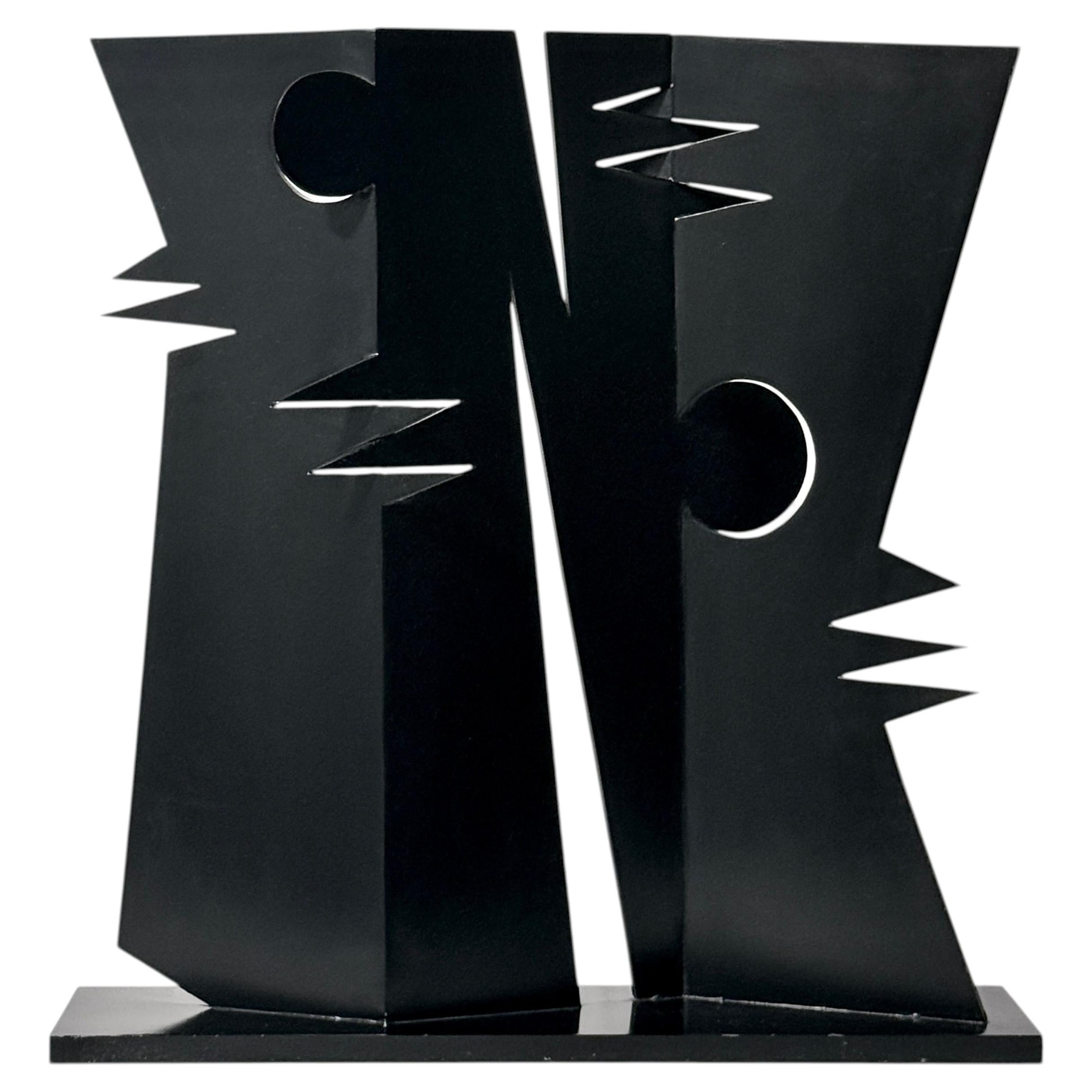 Large Architectural Modern Abstract Black Steel Sculpture by Jay Lefkowitz 1980s