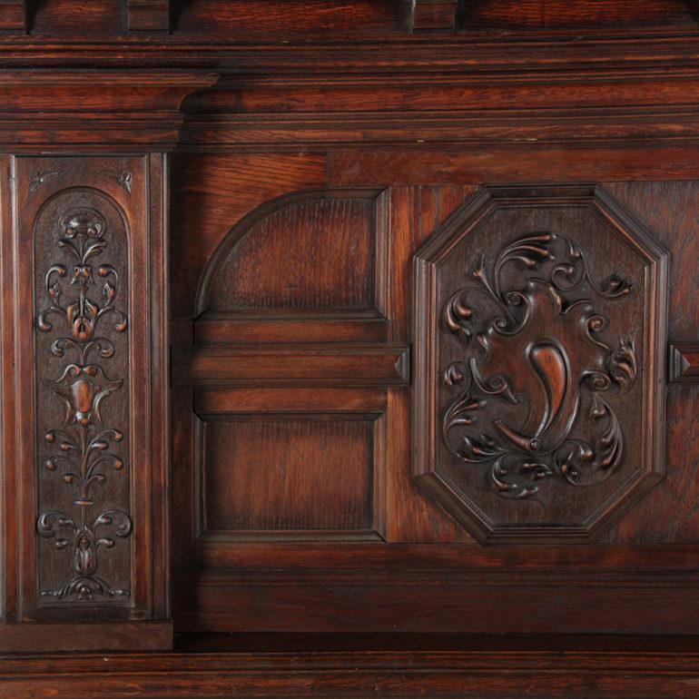 French Large Architectural Paneled and Carved Mantle