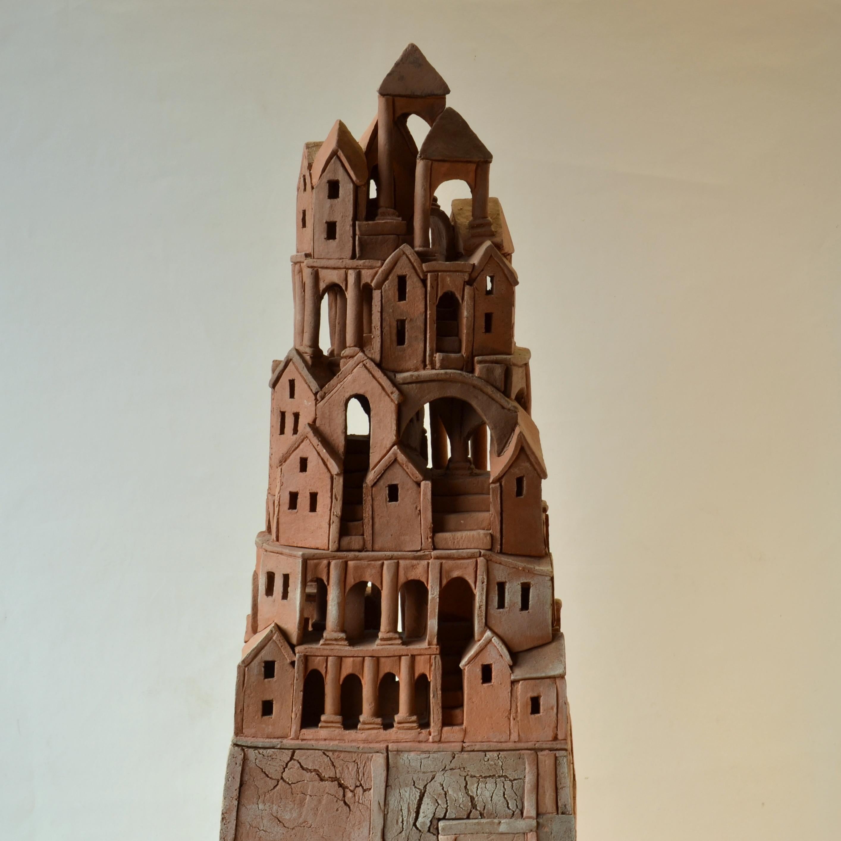 Large Architectural Tower Sculpture in Ceramic by Dutch Arie Bouter 1995 3