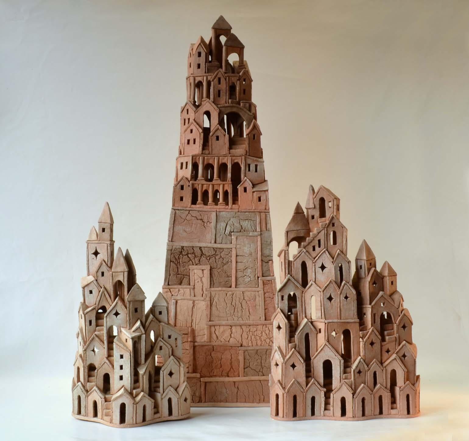 Large Architectural Tower Sculpture in Ceramic by Dutch Arie Bouter 1995 7