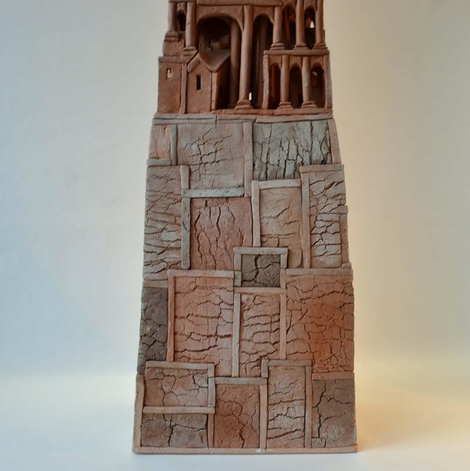 Large Architectural Tower Sculpture in Ceramic by Dutch Arie Bouter 1995 In Excellent Condition In London, GB