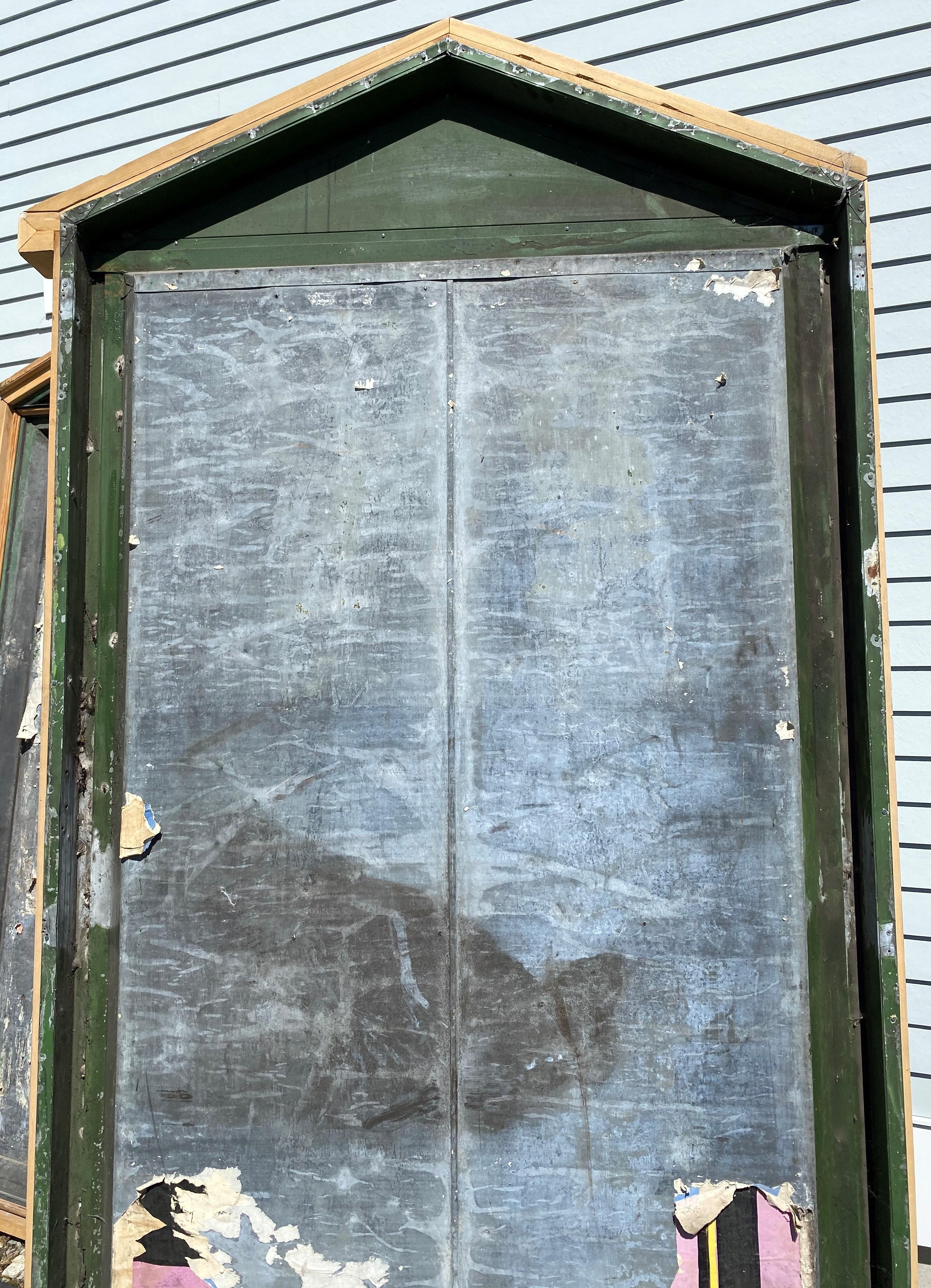 Large Architectural Three Part Screen Made from Zinc Theater Advertising Panels In Good Condition In Milford, NH