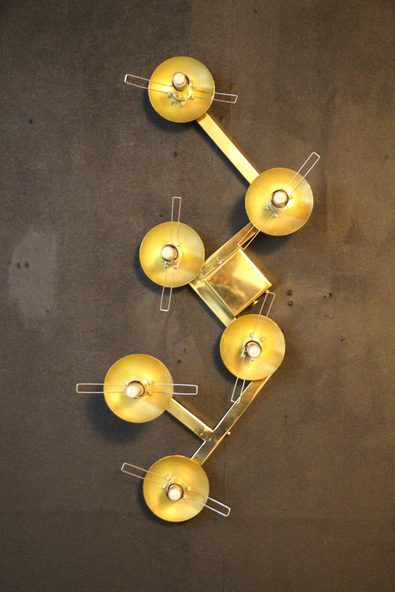 Large Architectural Wall Lights in 6 Iridescent Glass Globes, Large Sconces For Sale 4