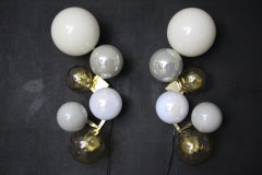 Large Architectural Wall Lights in 6 Iridescent Glass Globes, Large Sconces