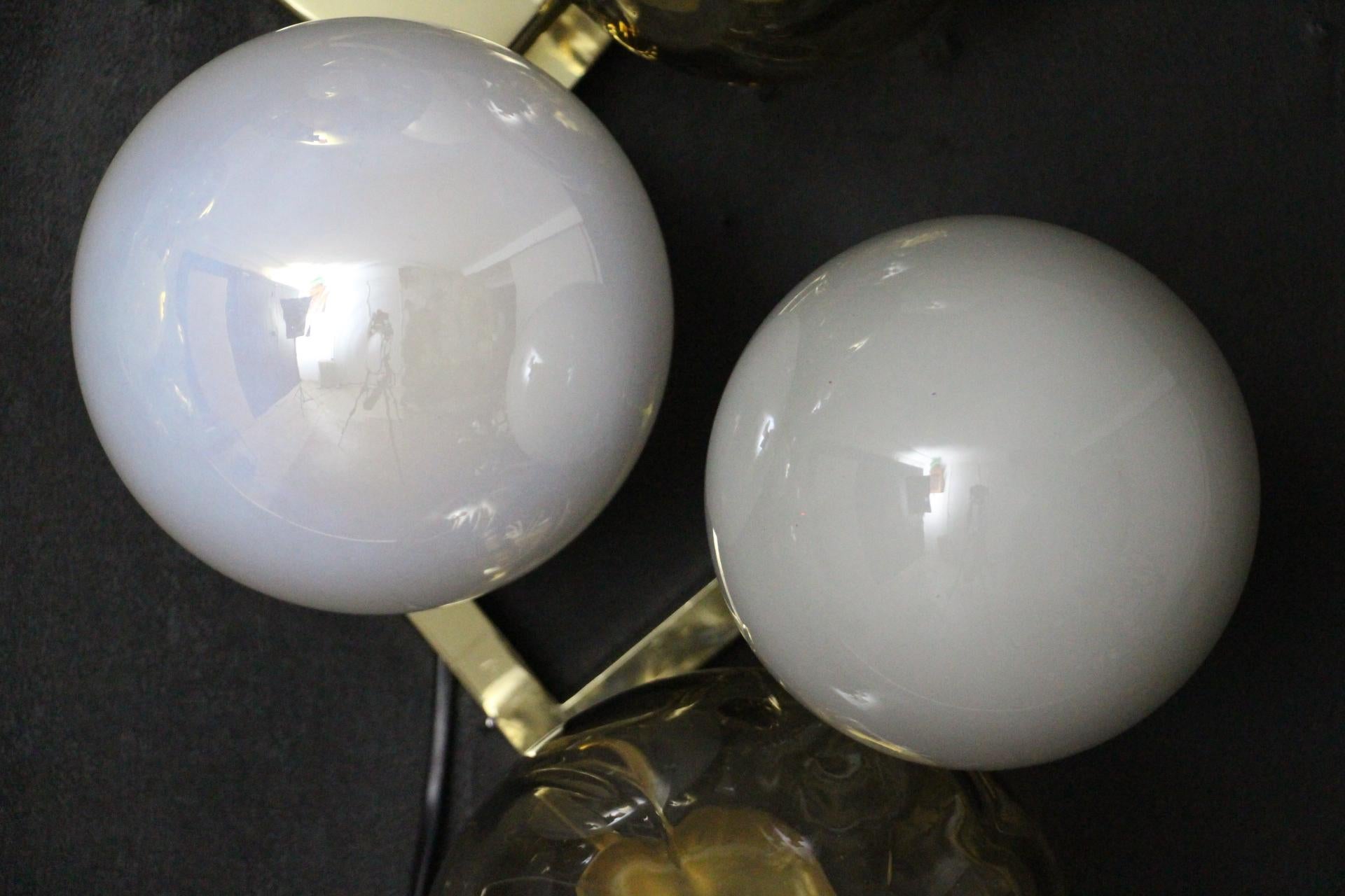 Mid-Century Modern Large Architectural Wall Lights in 6 Iridescent Glass Globes, Large Sconces For Sale