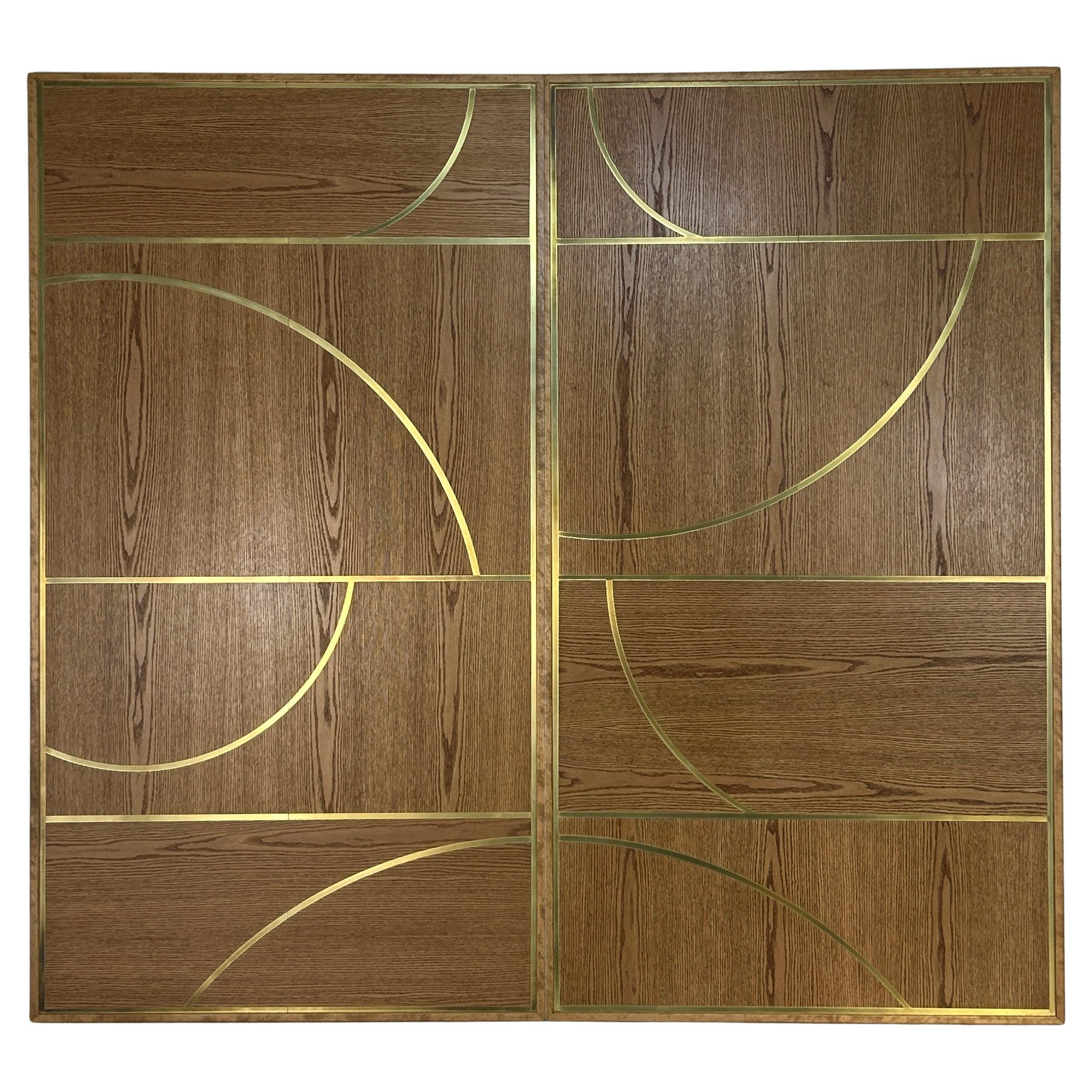 Große architektonische Wandpaneele Moderne Eiche und Messing