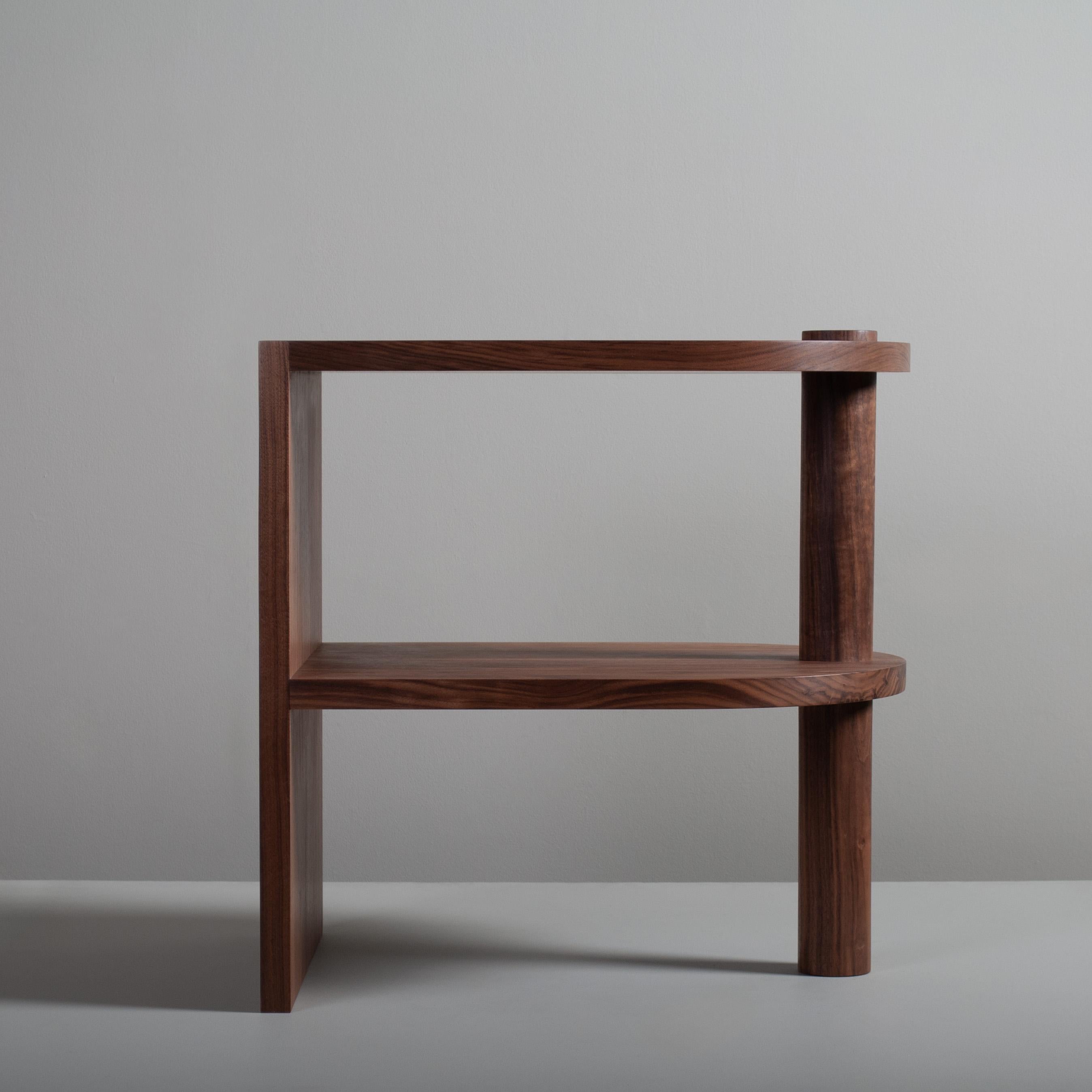 Modern Large Architectural Walnut End Table, Handcrafted For Sale