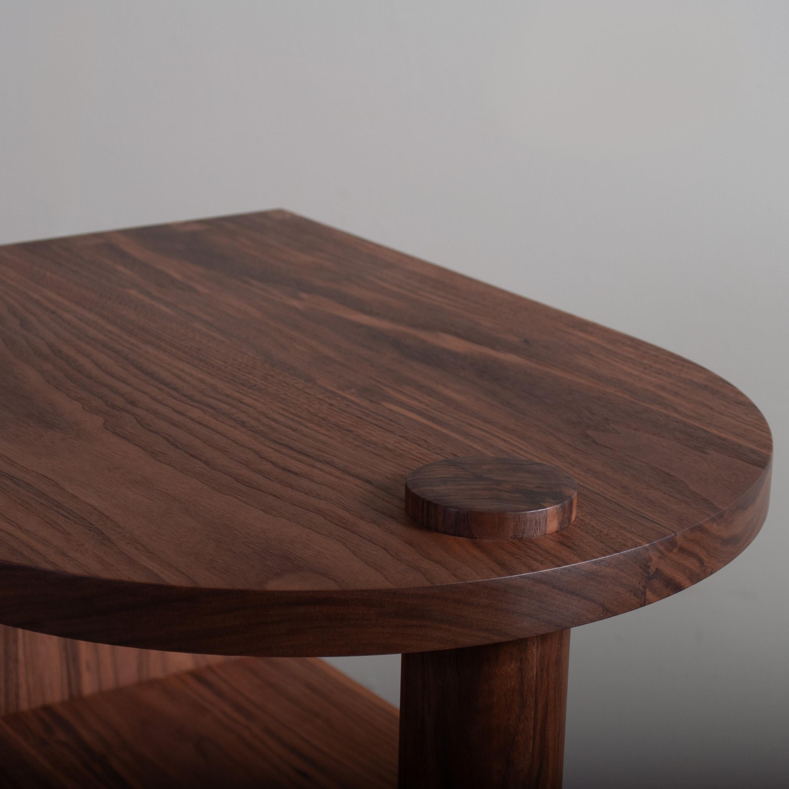 Hand-Crafted Large Architectural Walnut End Table, Handcrafted For Sale