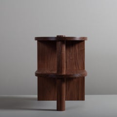Large Architectural Walnut Nightstand, Handcrafted