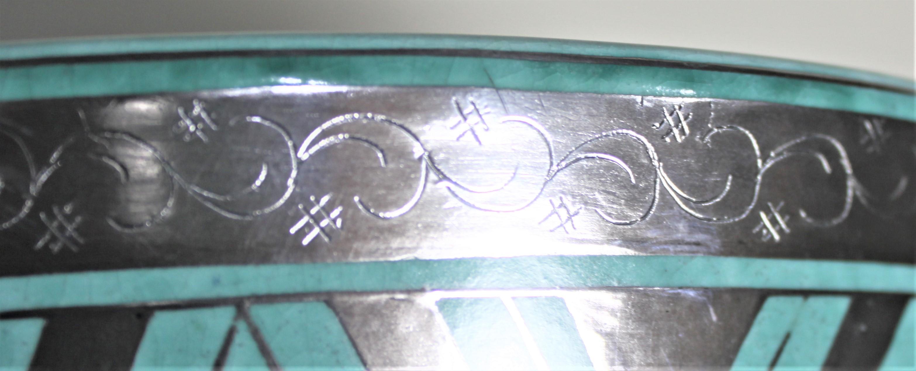 Grand bol en poterie Art Déco avec argent appliqué Argenta W. Kage pour Gustavsberg en vente 5