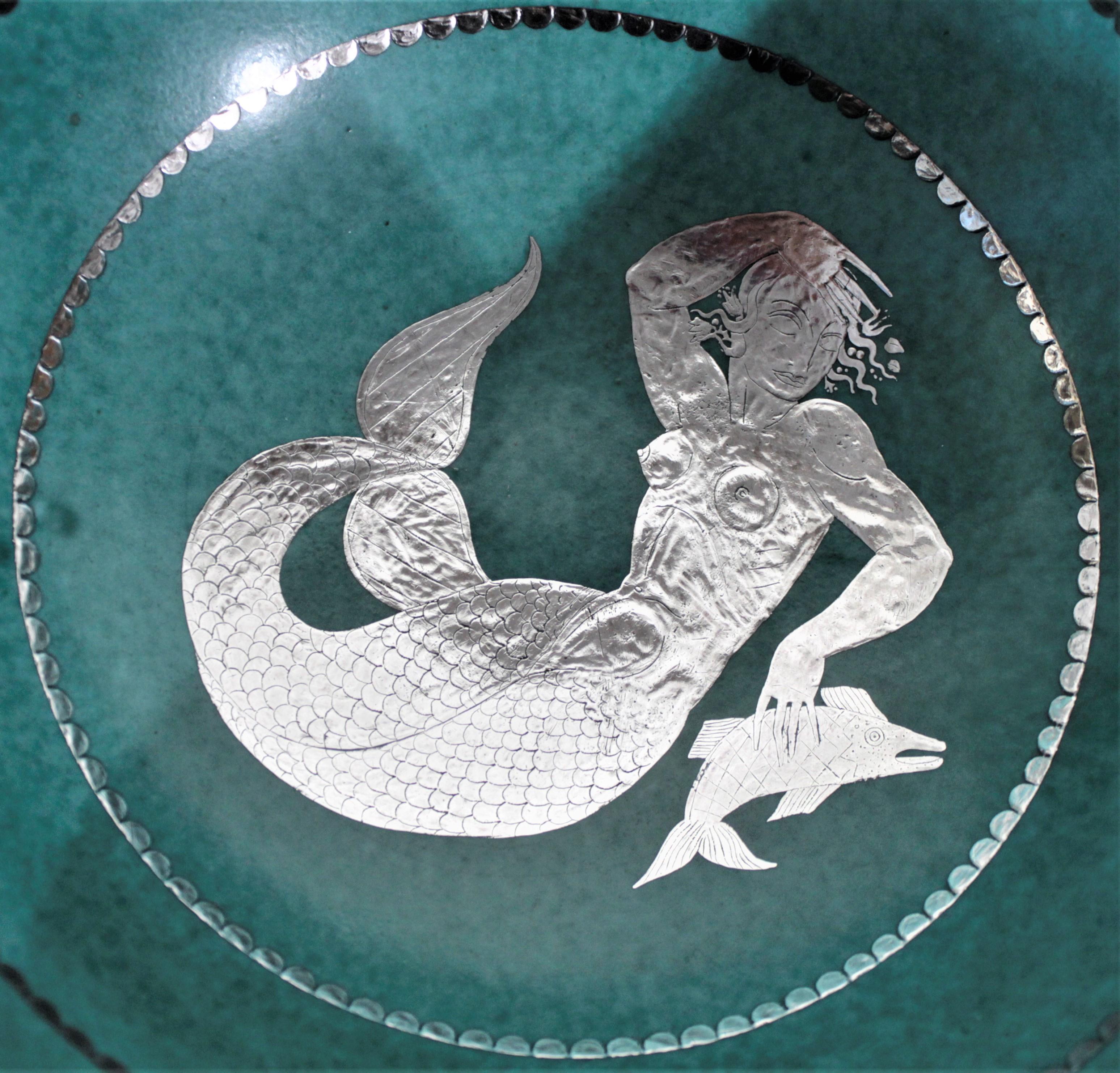 Grand bol en poterie Art Déco avec argent appliqué Argenta W. Kage pour Gustavsberg en vente 1