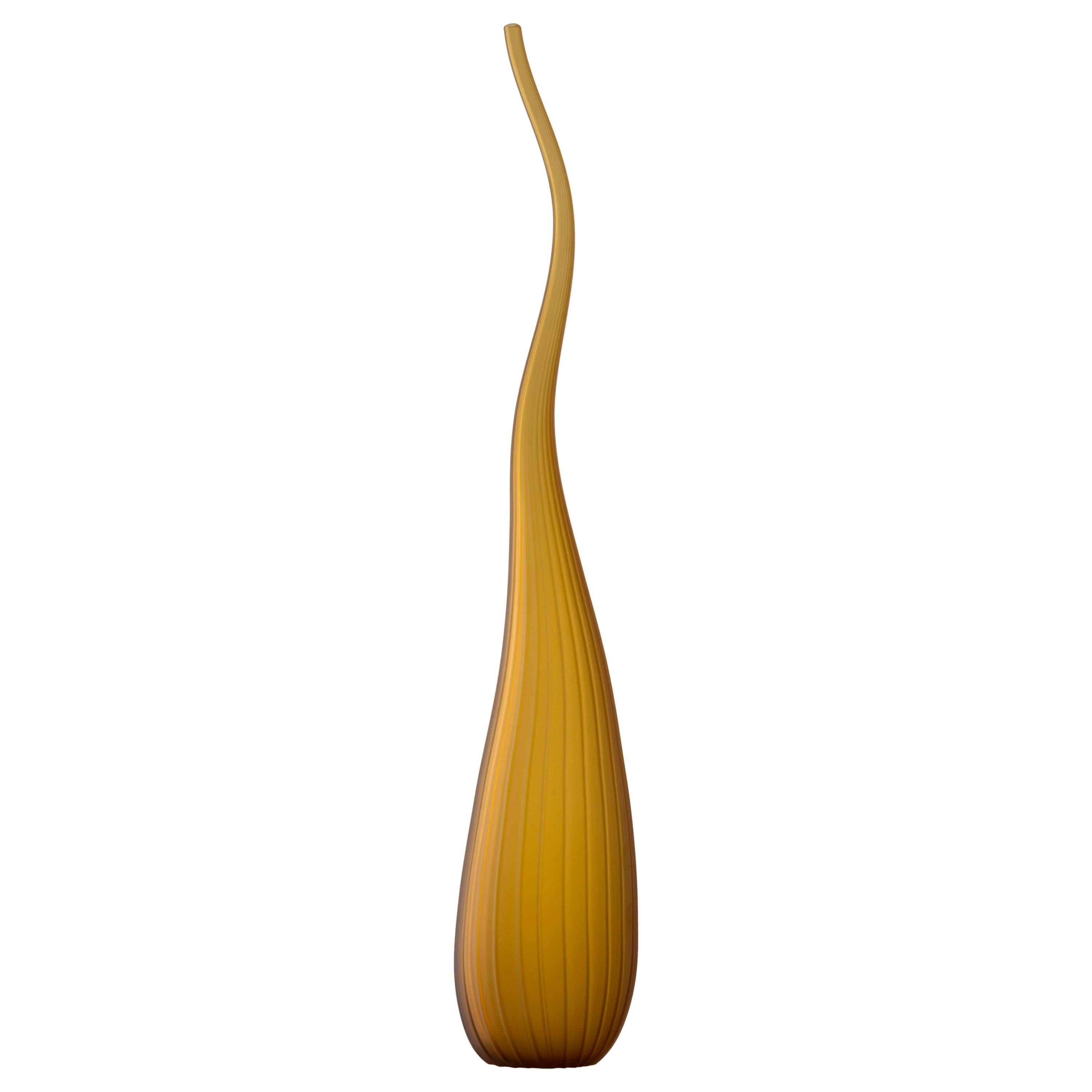 Gold (3765) Large Aria Satinato Vase in Hand-Blown Murano Glass by Renzo Stellon