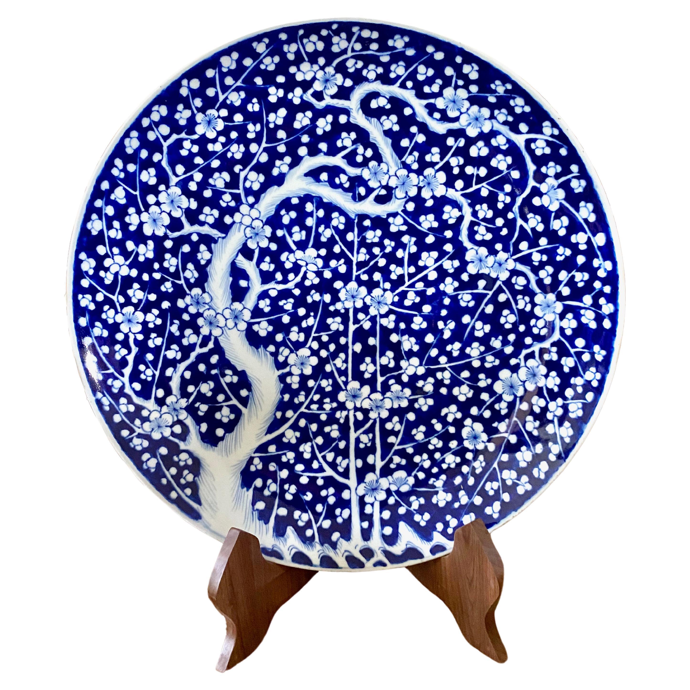 Large Arita Blue & White Charger For Sale