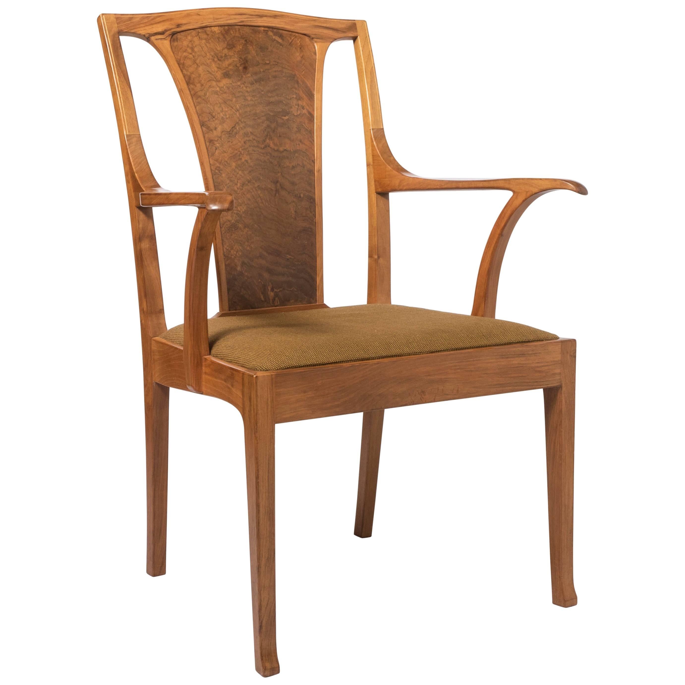 Large Armchair in English Walnut by Edward Barnsley, England, circa 1969 For Sale