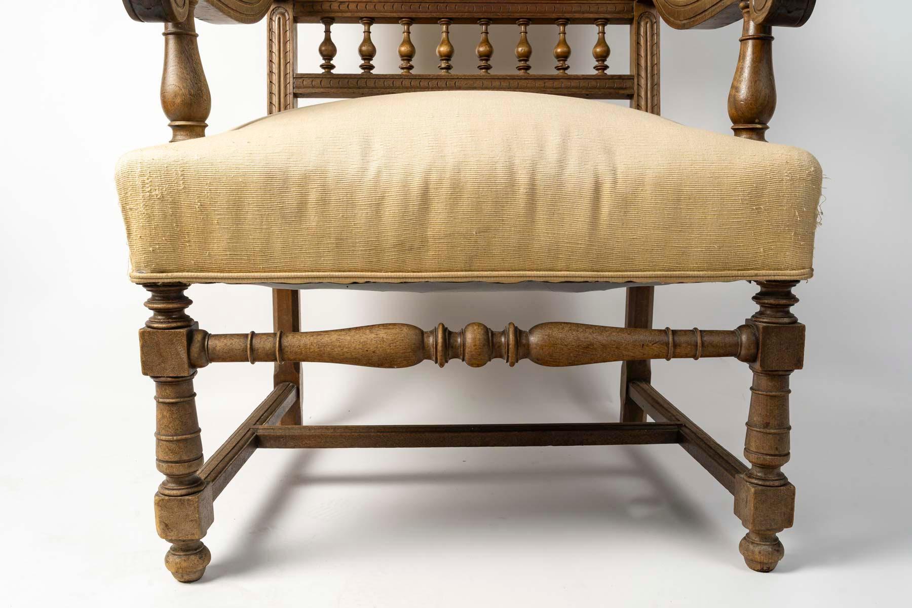 Grande poltrona in stile Enrico II, XIX secolo, periodo Napoleone III. In condizioni buone in vendita a Saint-Ouen, FR