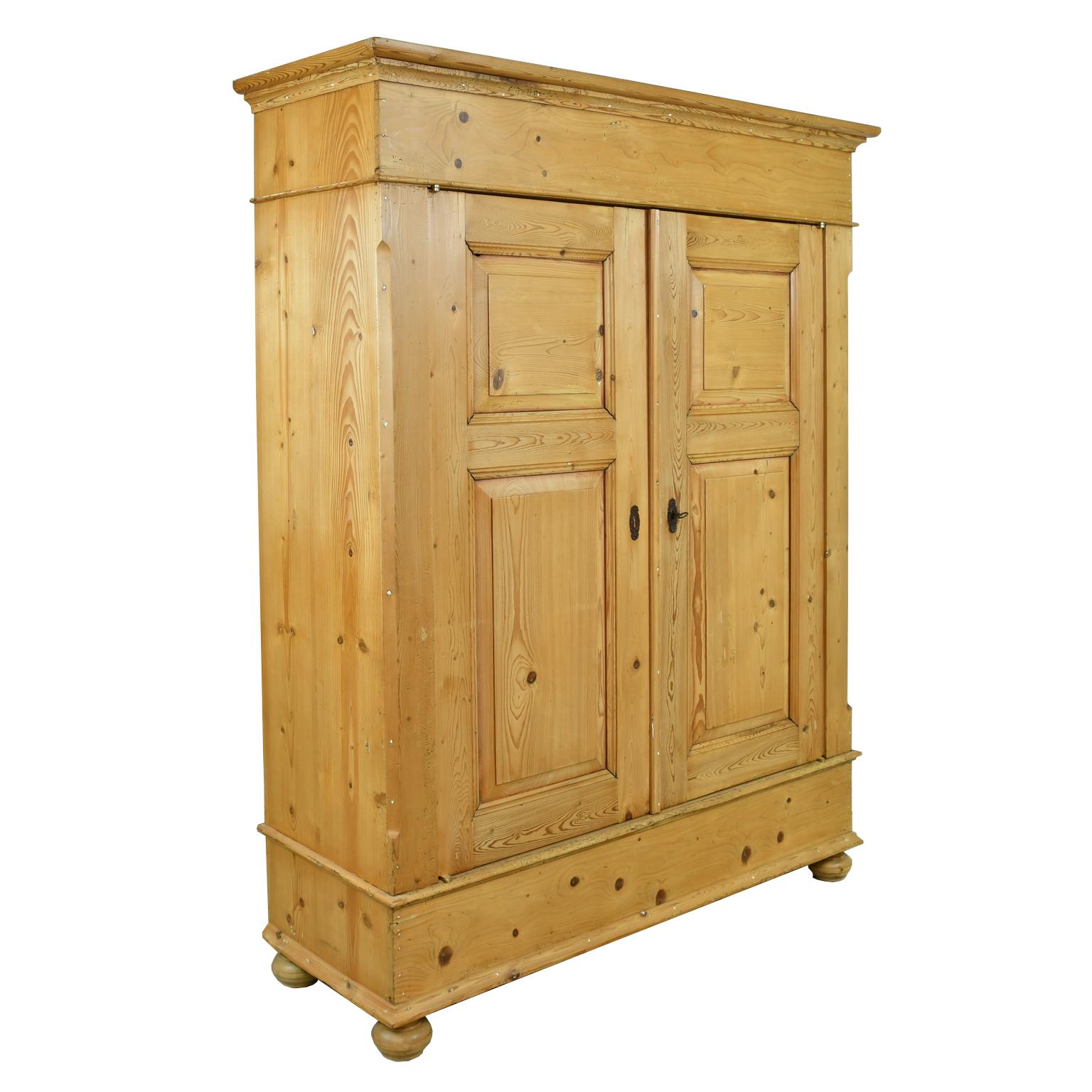 Large Armoire in Pine with Interior Storage Shelves, Northern Germany 1