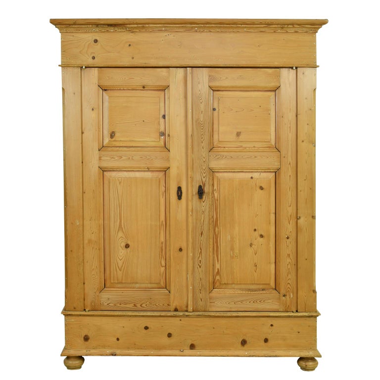 Large Armoire in Pine with Interior Storage Shelves, Northern Germany at 1stDibs