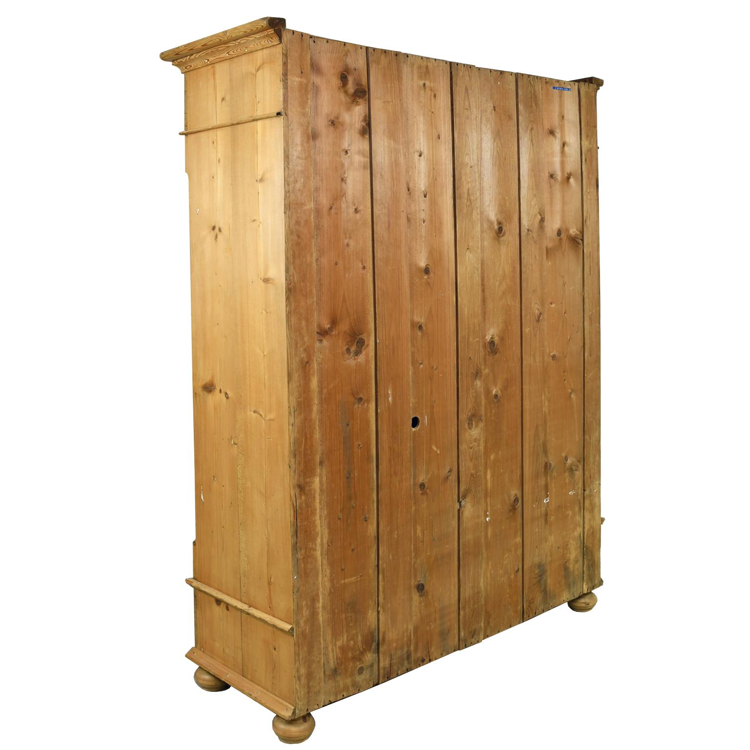 Country Large Armoire in Pine with Interior Storage Shelves, Northern Germany