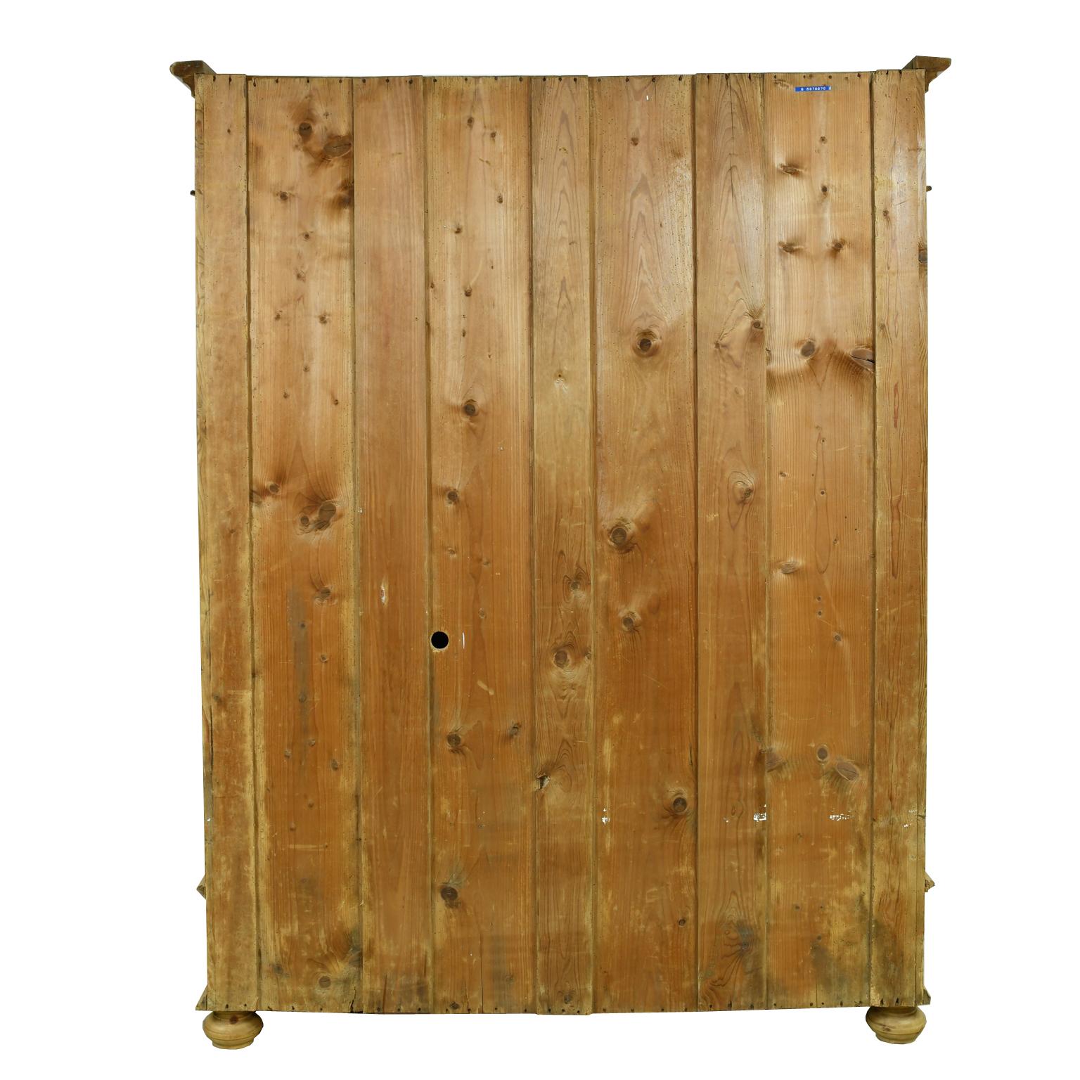 Hand-Crafted Large Armoire in Pine with Interior Storage Shelves, Northern Germany
