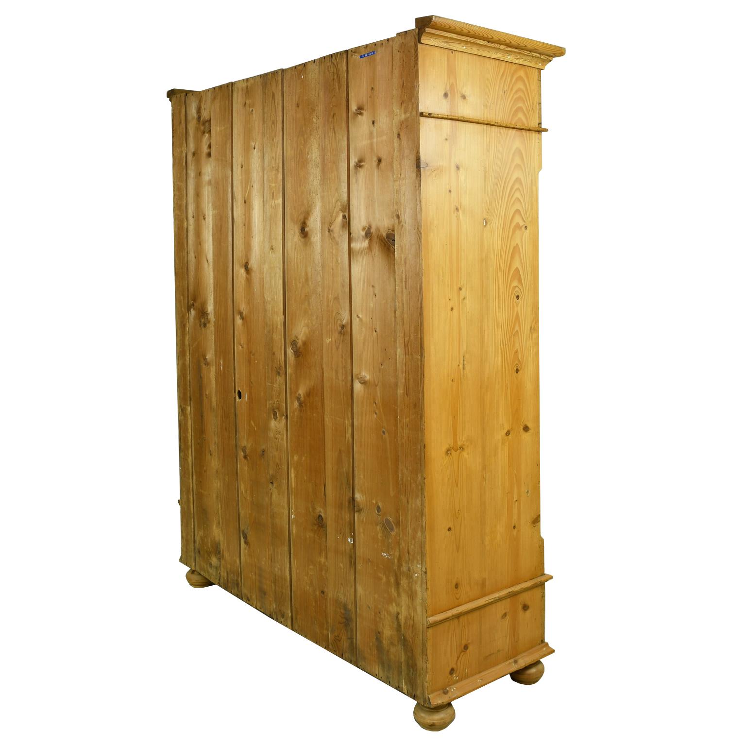 Large Armoire in Pine with Interior Storage Shelves, Northern Germany In Good Condition In Miami, FL