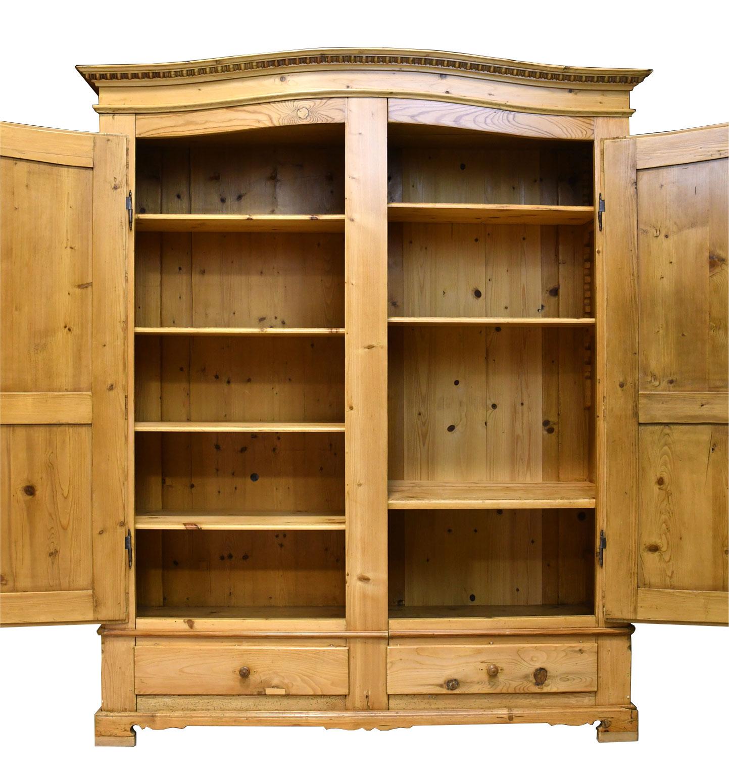 Large Armoire in Pine with Arched Bonnet and Drawers, Germany, circa 1800 7