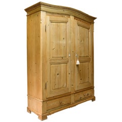 Large Armoire in Pine with Arched Bonnet and Drawers, Germany, circa 1800