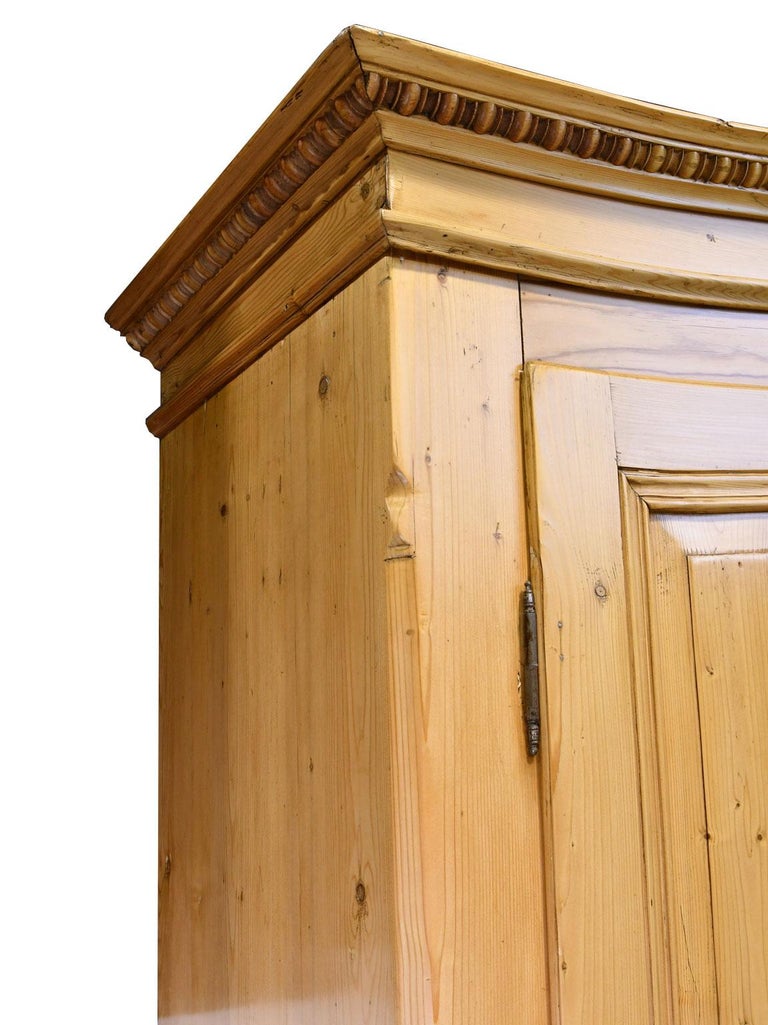 Large Armoire in Pine with Arched Bonnet and Drawers, Germany, circa 1800  at 1stDibs