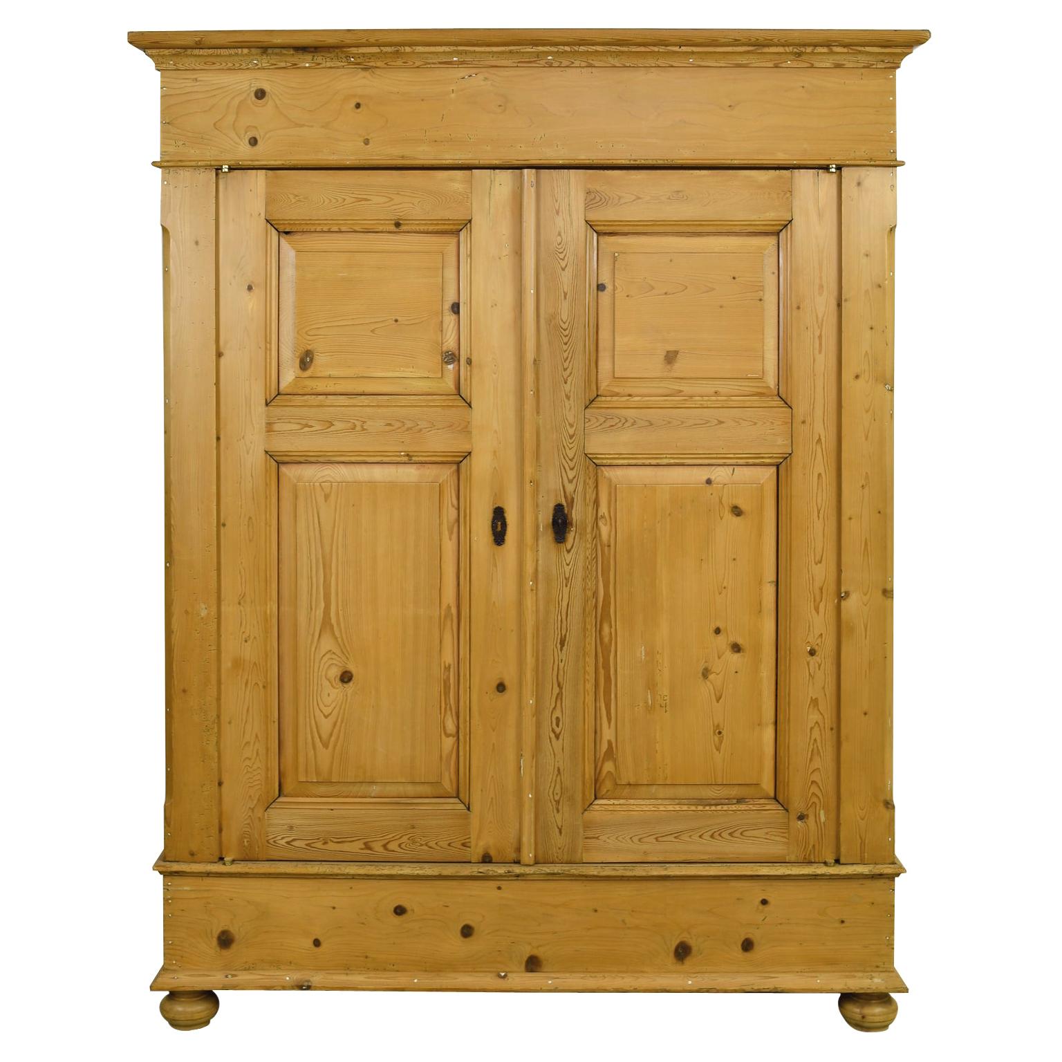 Large Armoire in Pine with Interior Storage Shelves, Northern Germany