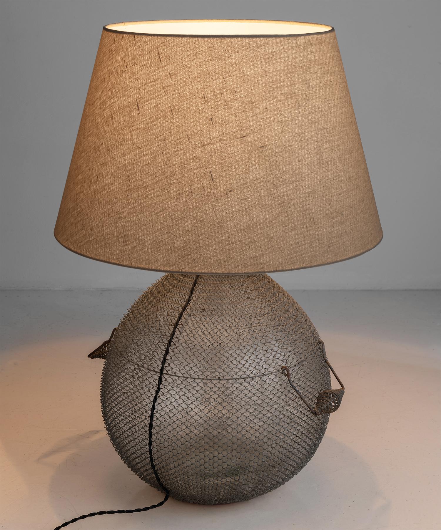 French Large Armoured Glass Carboy Lamps