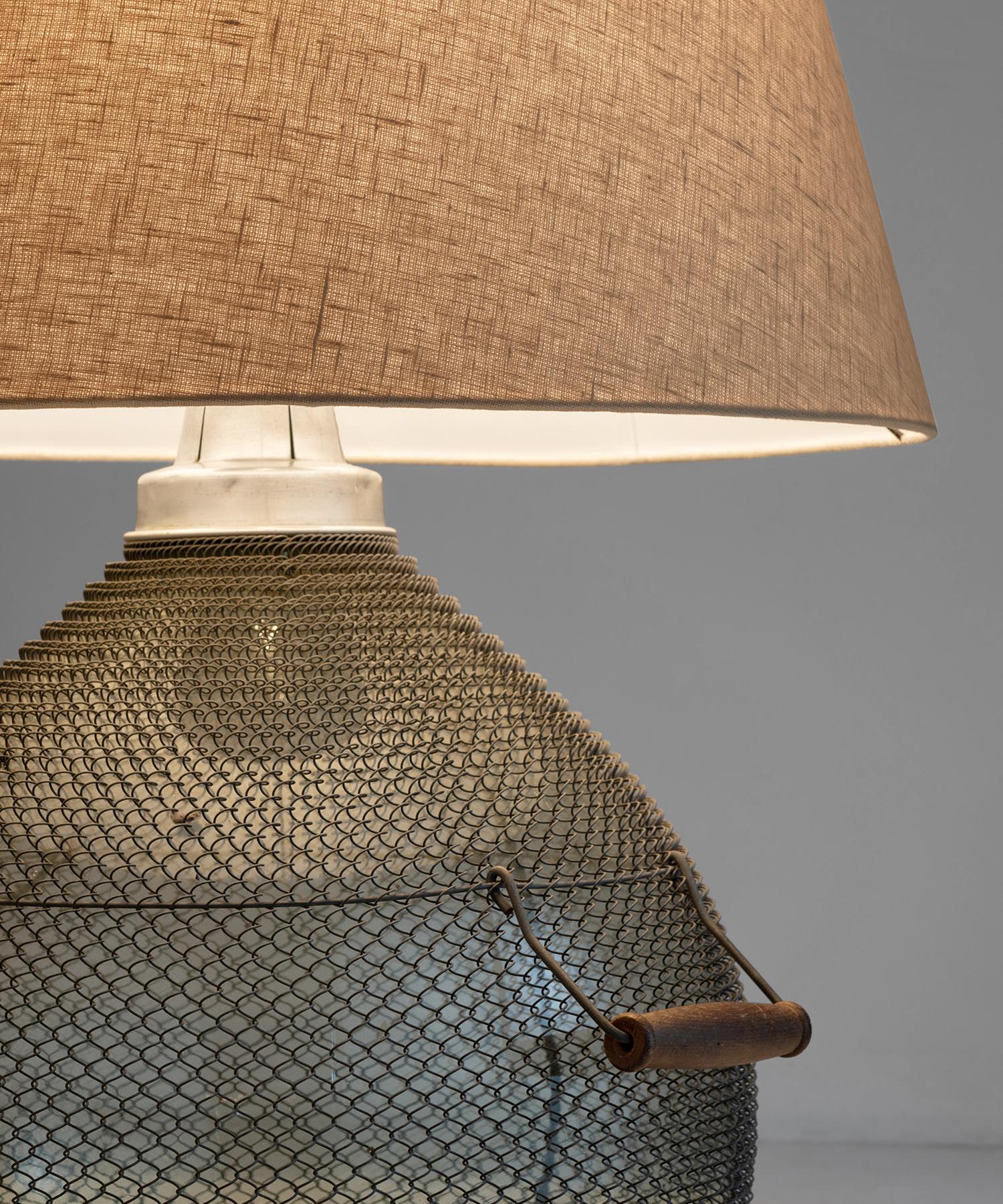 20th Century Large Armoured Glass Carboy Lamps