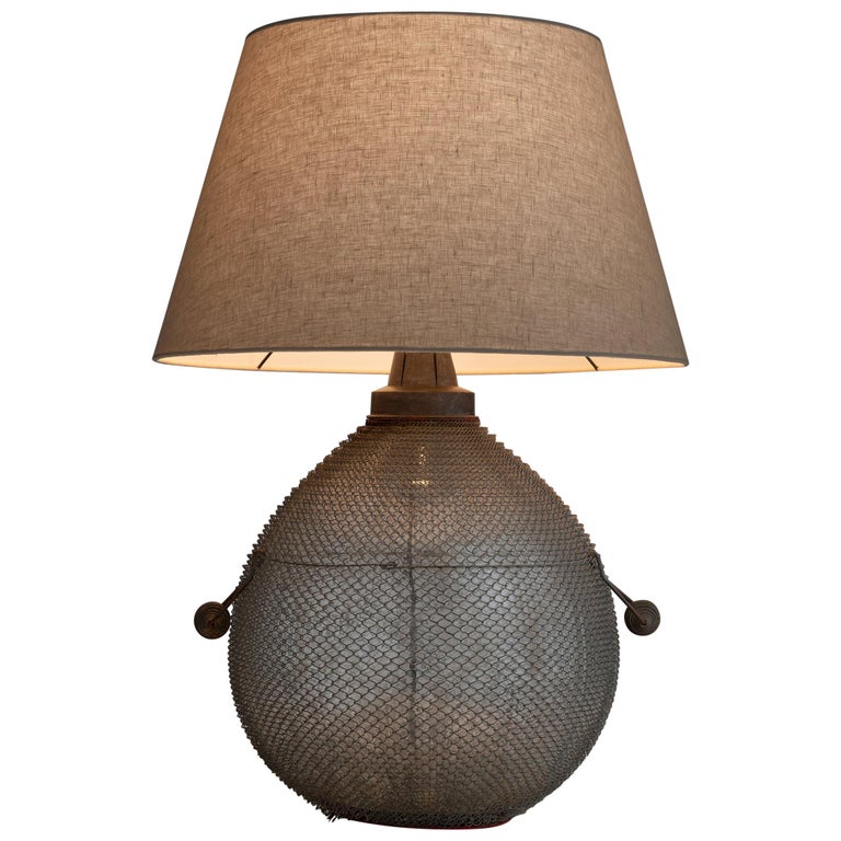 Large Armoured Glass Carboy Lamps at 1stDibs