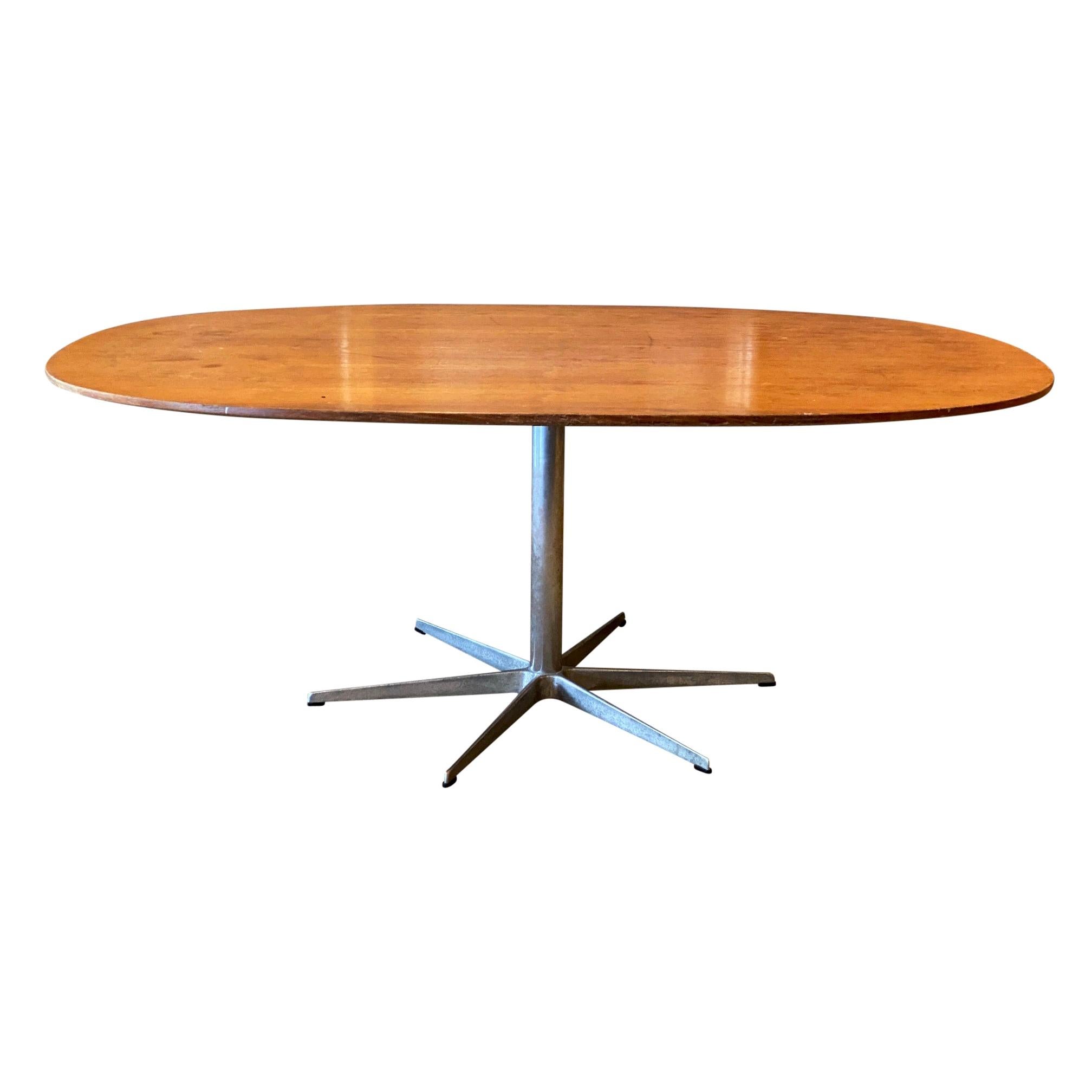 Arne Jacobsen & Piet Hein Wood Dining Table Mid-Century Modern Fritz Hansen For Sale