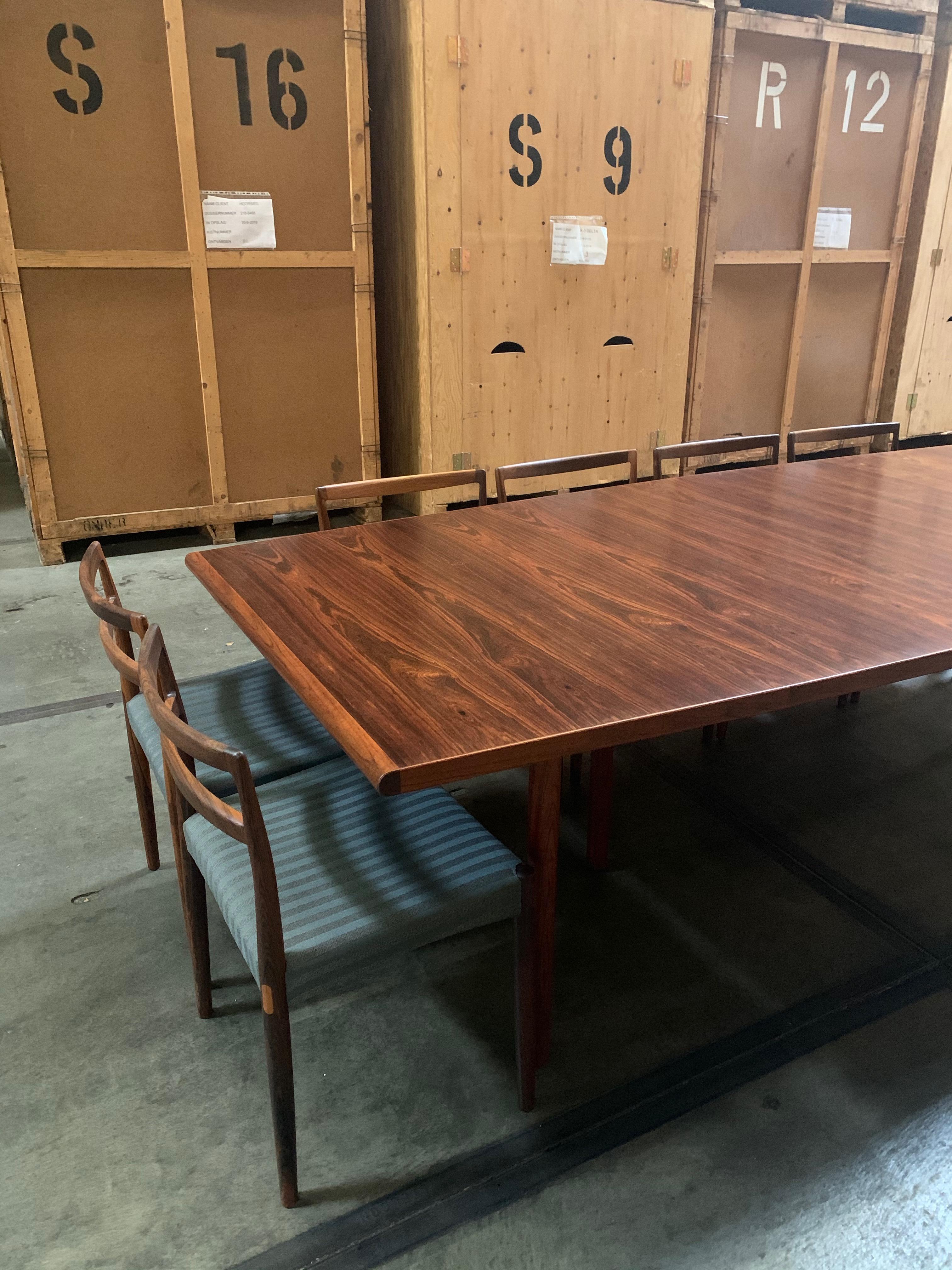 Large Arne Vodder Brazilian Rosewood Dining Table by Sibast 7