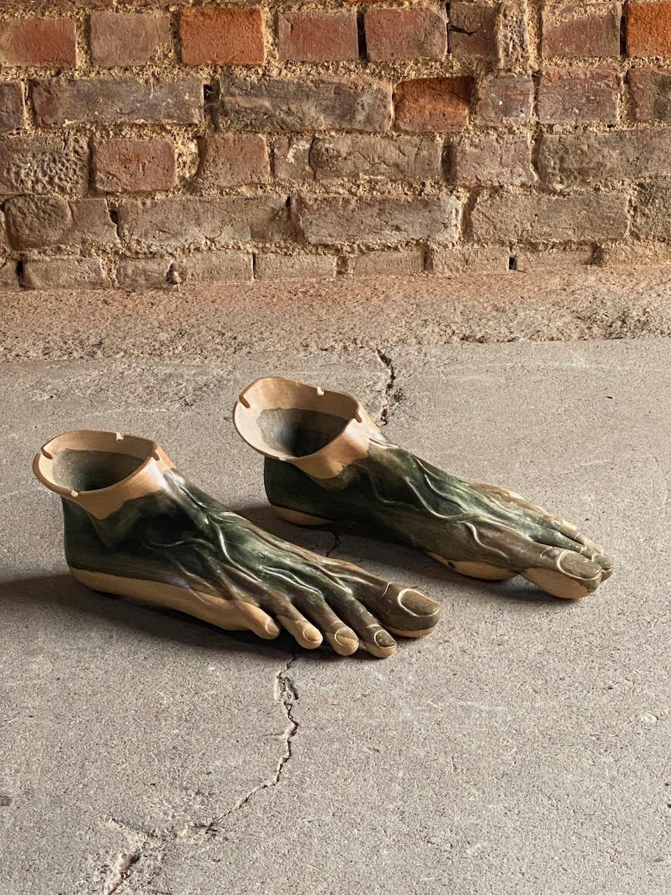 Large Art Carved Feet Sculptures or Ashtrays, France, Circa 1970s 5