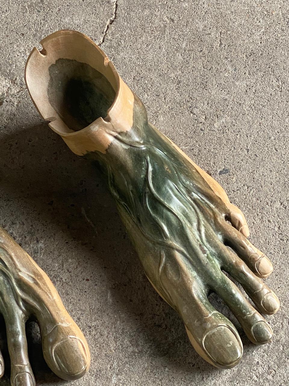 Large Art Carved Feet Sculptures or Ashtrays, France, Circa 1970s In Excellent Condition In Longdon, Tewkesbury