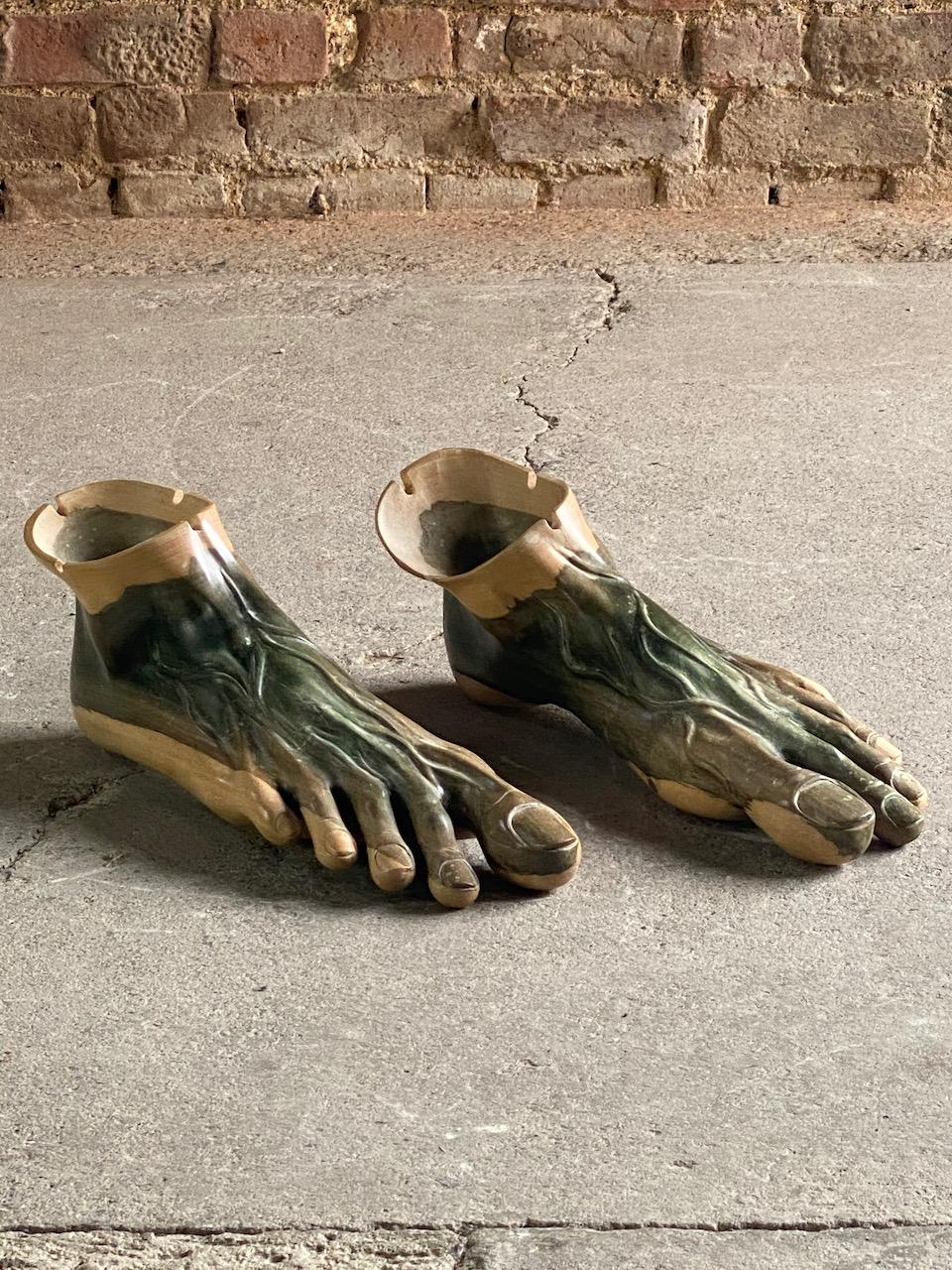 Large Art Carved Feet Sculptures or Ashtrays, France, Circa 1970s 1
