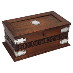 Large Art & Crafts Sterling Silver-Mounted Cigar/Cigarette Box With Hinged Lid