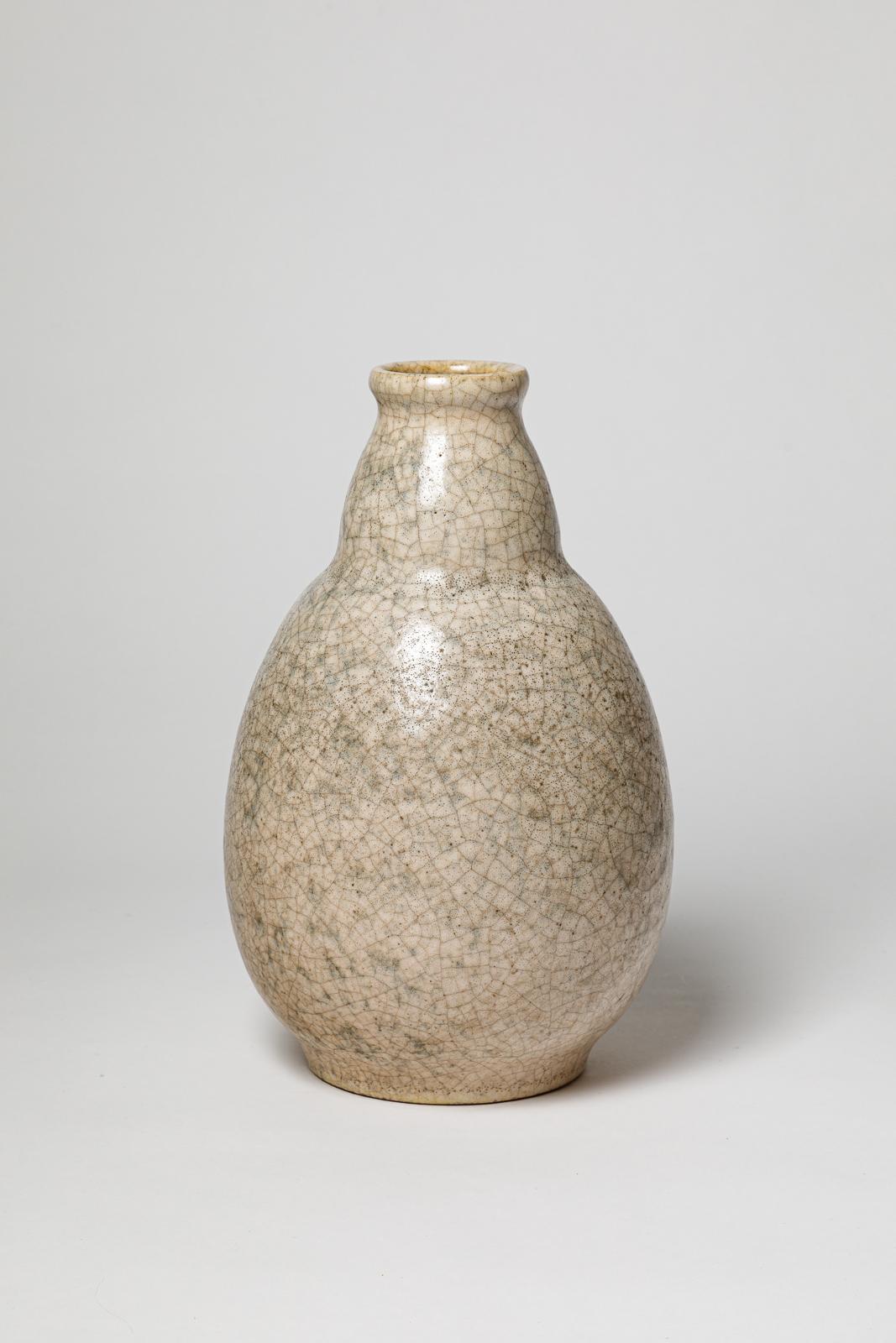 Français grand vase art déco en céramique design du 20ème siècle par Georges Jaegle 1940 Besnard en vente