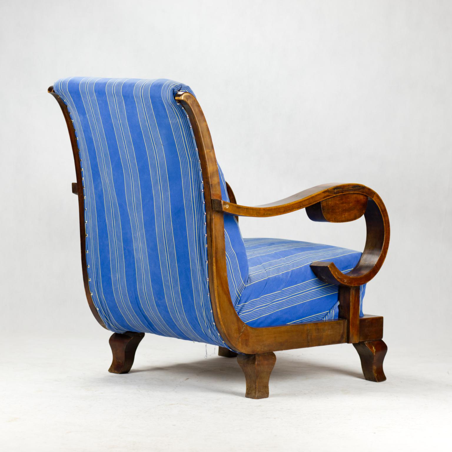 Walnut Large Art Deco Armchair, circa 1920