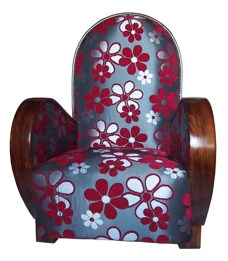 Large Art Deco armchair, fully restored and upholstered, Hungary, circa 1930.