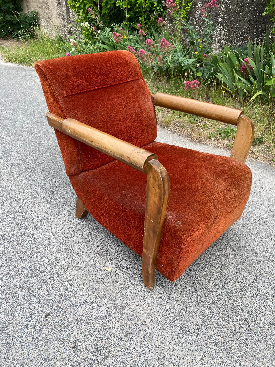 Large Art Deco armchair in the style of André Domin, circa 1930.