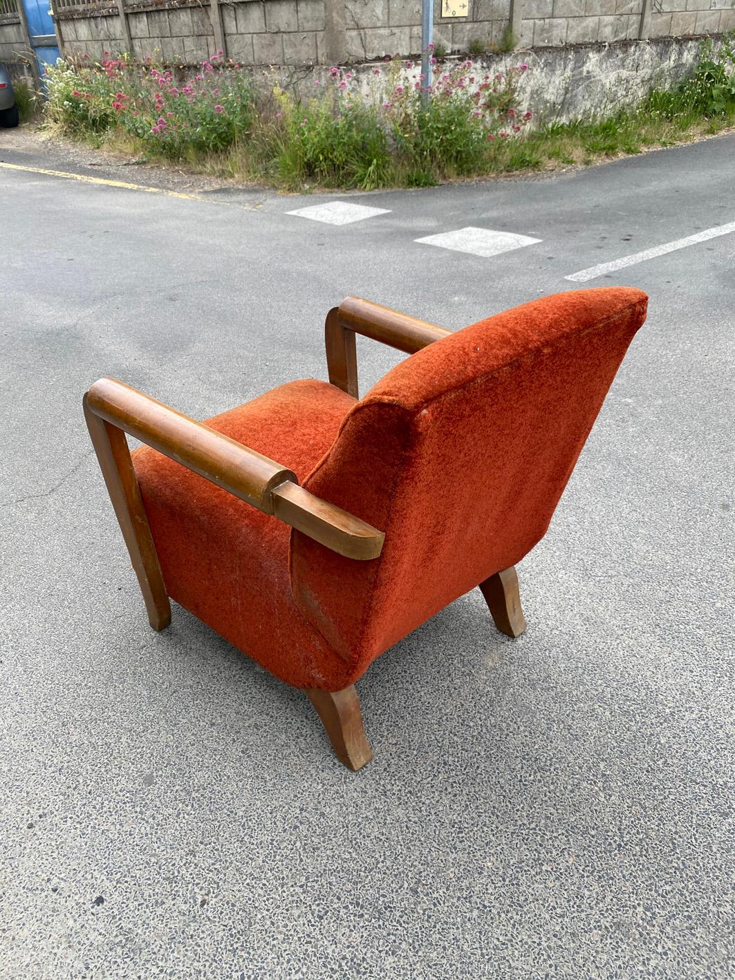 Mid-20th Century Large Art Deco Armchair in the Style of André Domin, circa 1930 For Sale