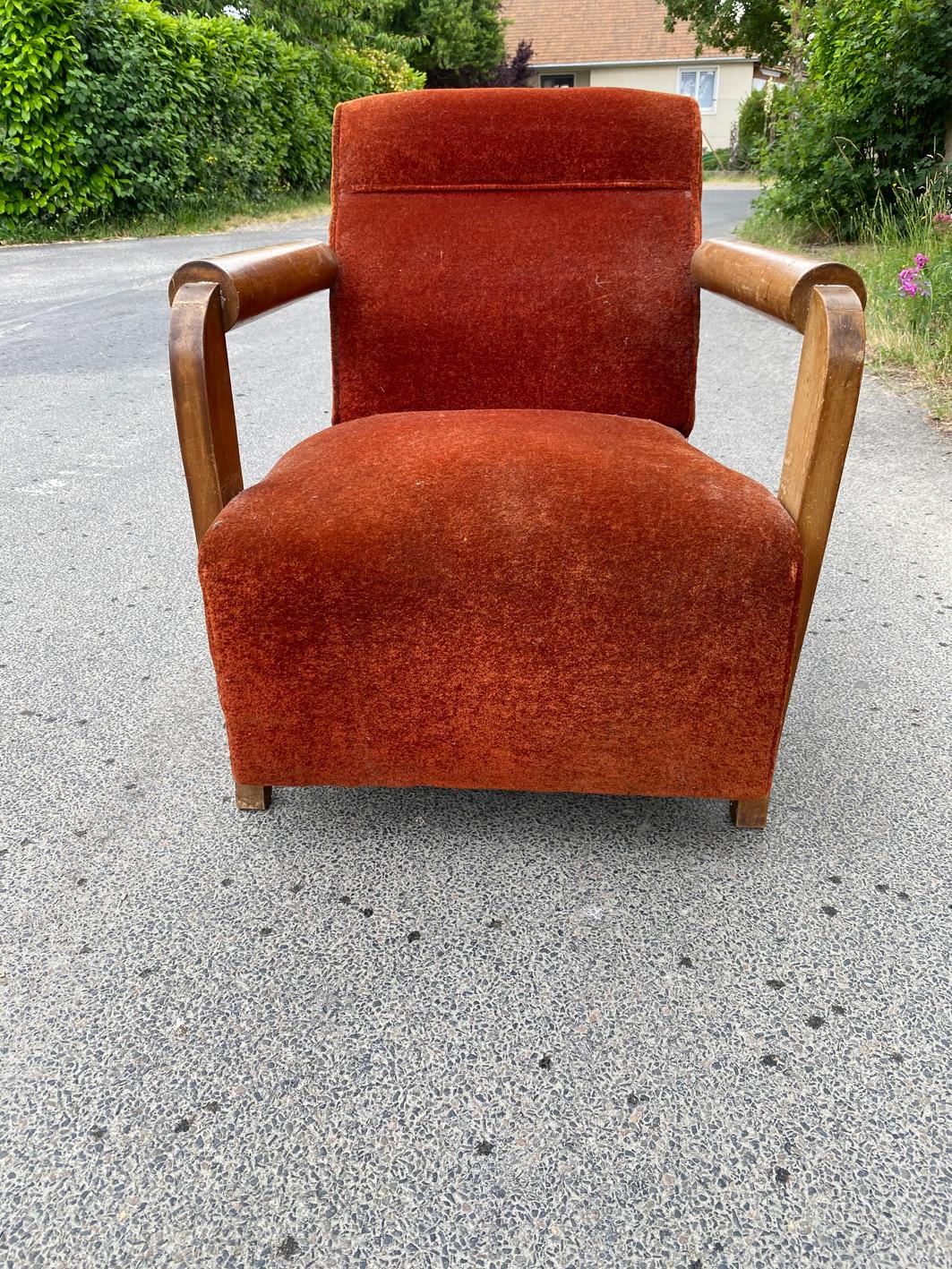 Large Art Deco Armchair in the Style of André Domin, circa 1930 For Sale 2