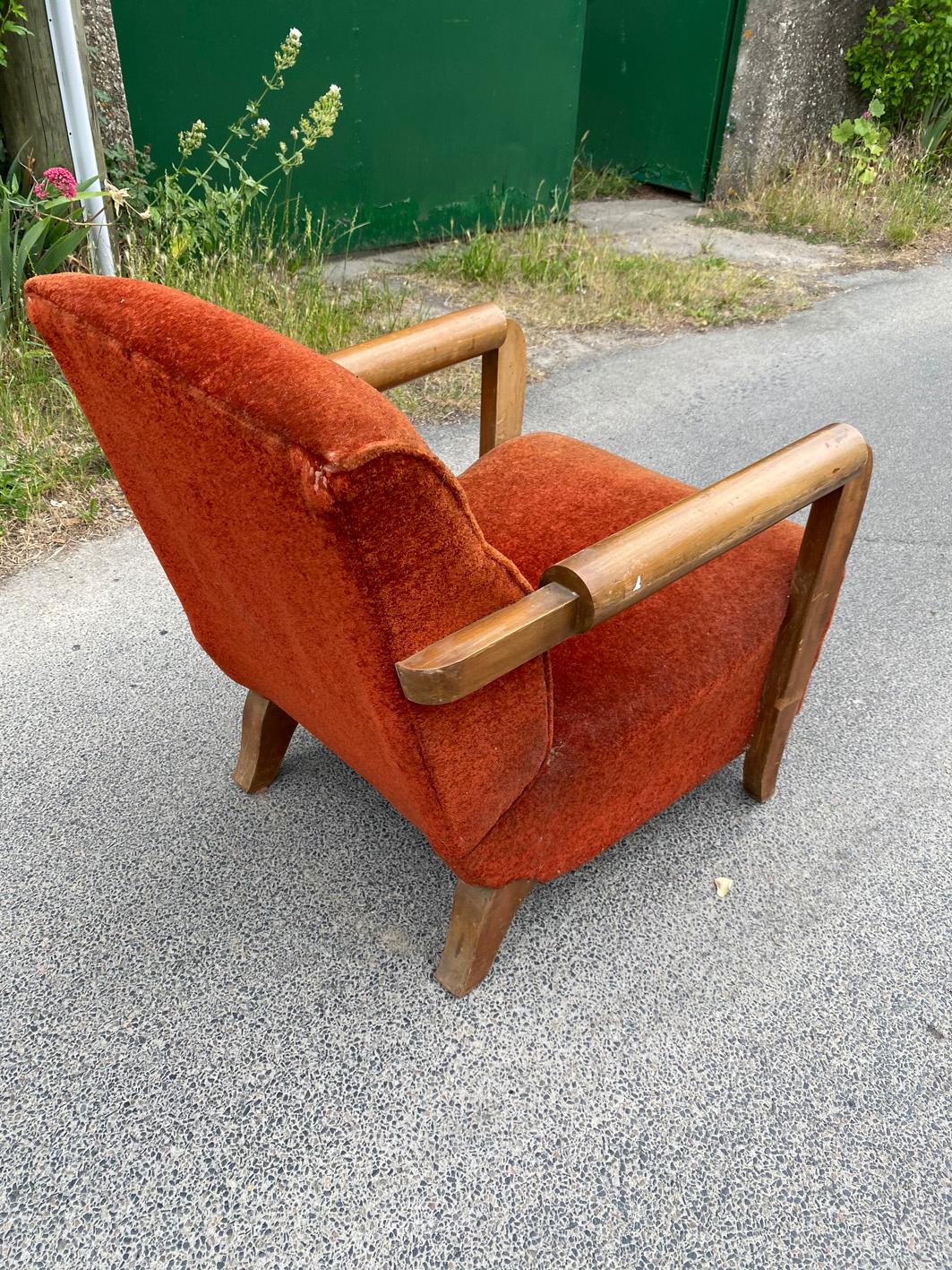 Large Art Deco Armchair in the Style of André Domin, circa 1930 For Sale 3