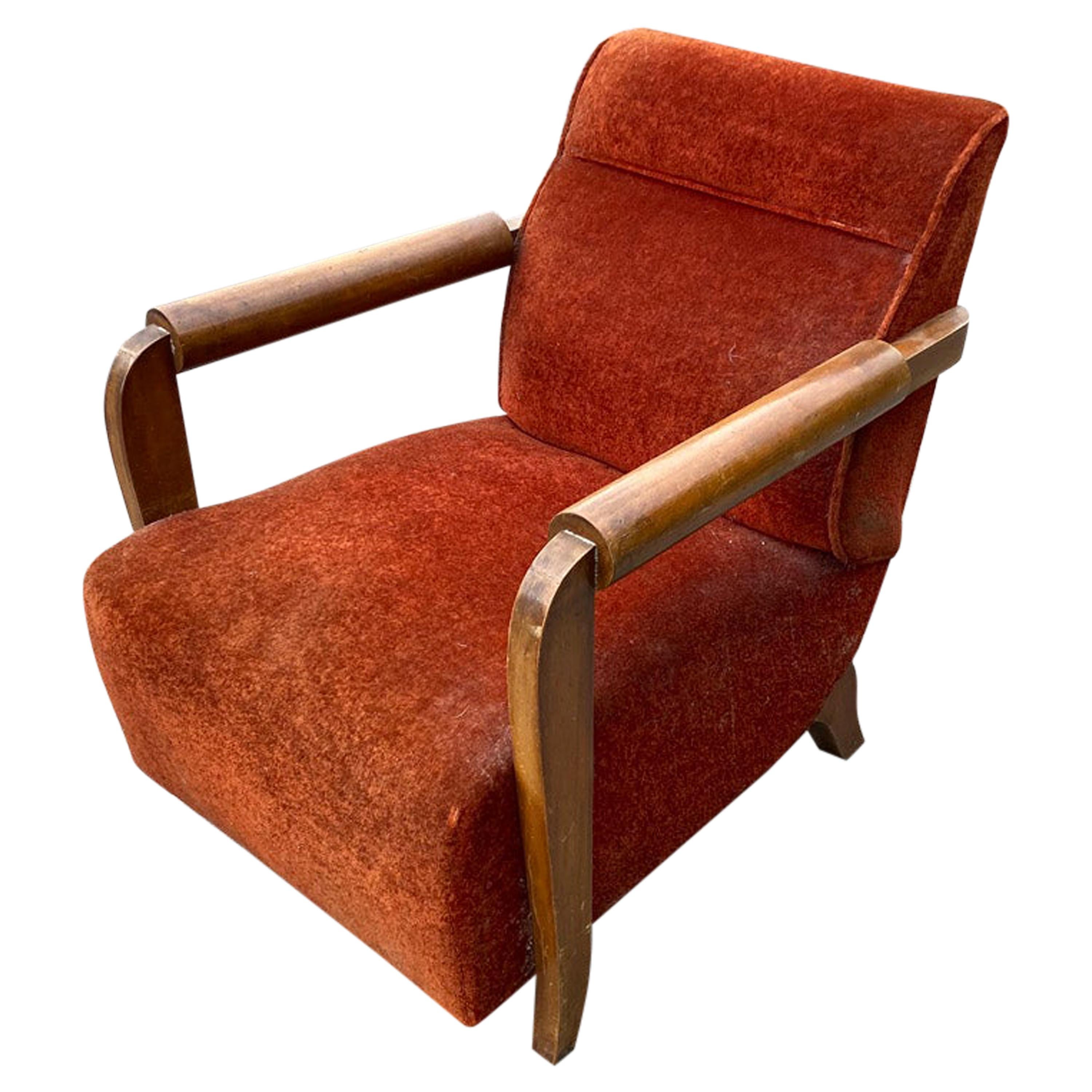 Large Art Deco Armchair in the Style of André Domin, circa 1930 For Sale