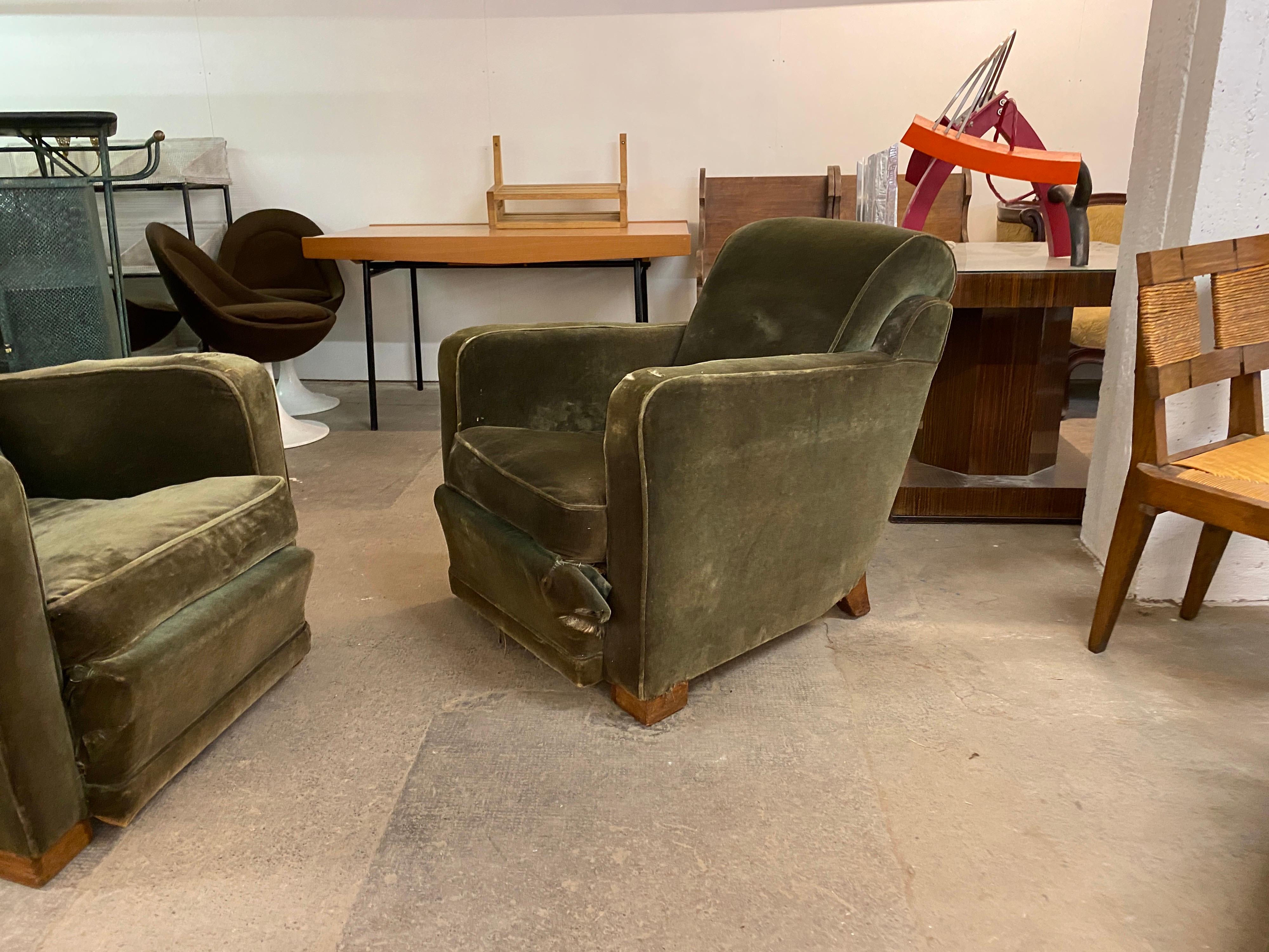 Large Art Deco Armchairs, circa 1930-1940 5