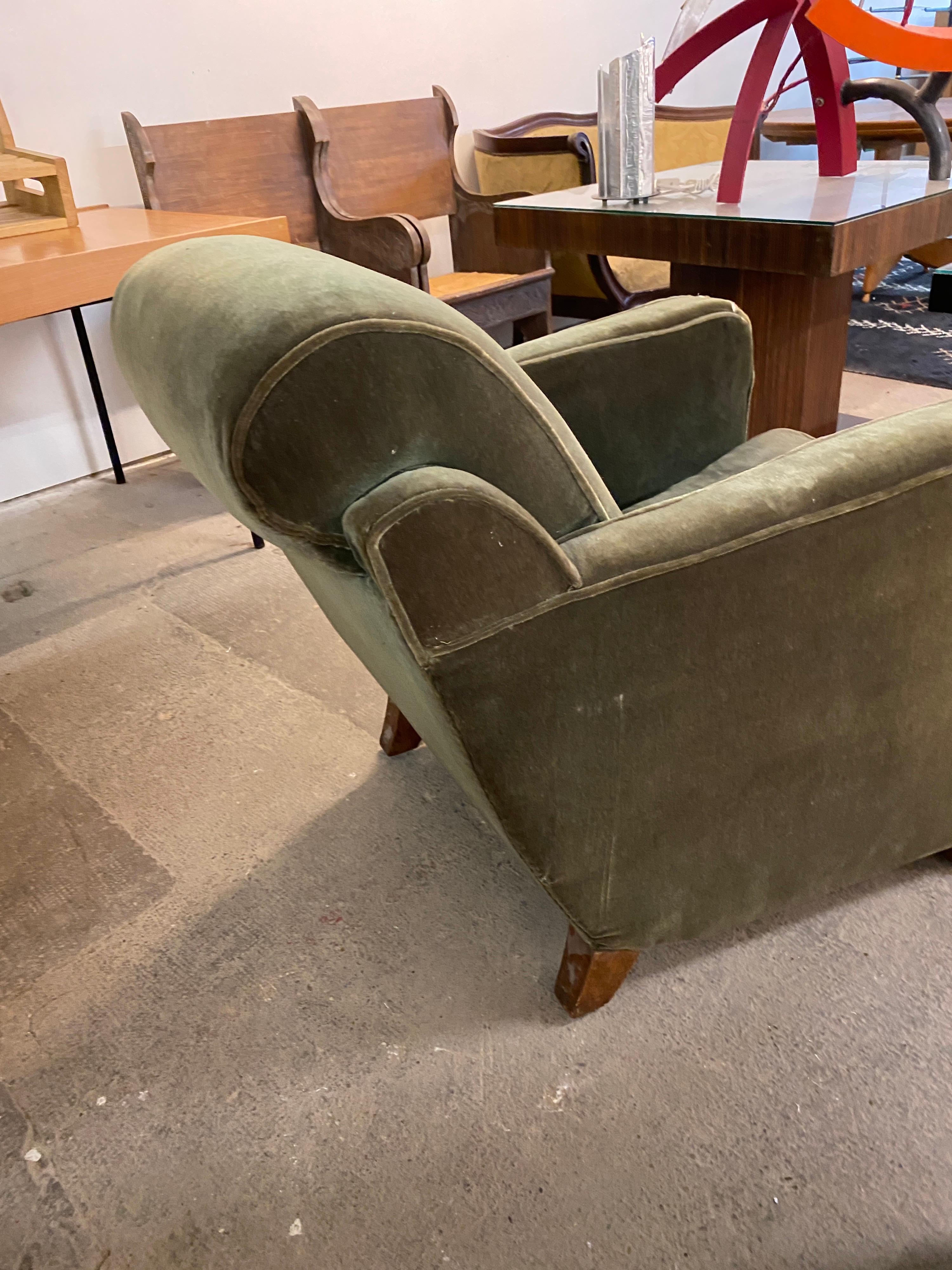 French Large Art Deco Armchairs, circa 1930-1940