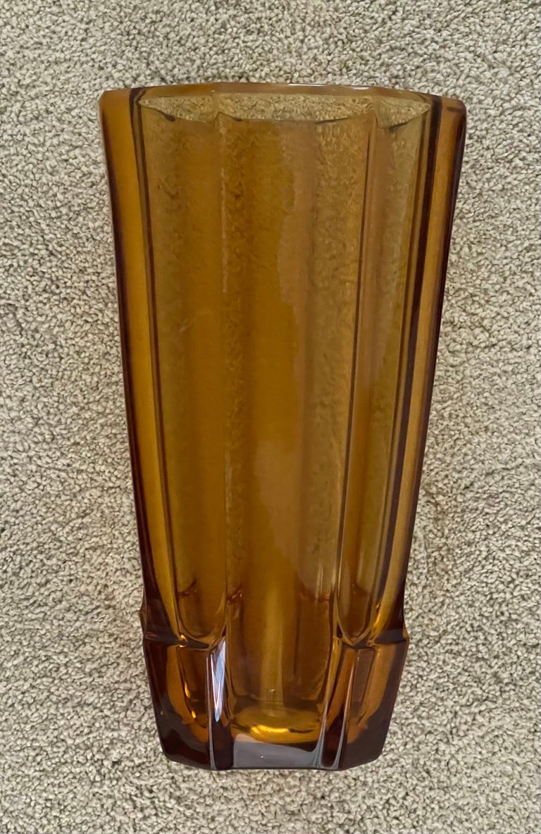 Large Art Deco Art Glass Faceted Vase by Josef Hoffmann for Moser