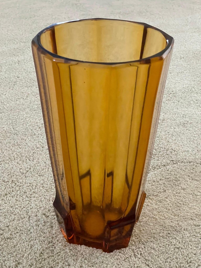 Large Art Deco Art Glass Faceted Vase by Josef Hoffmann for Moser